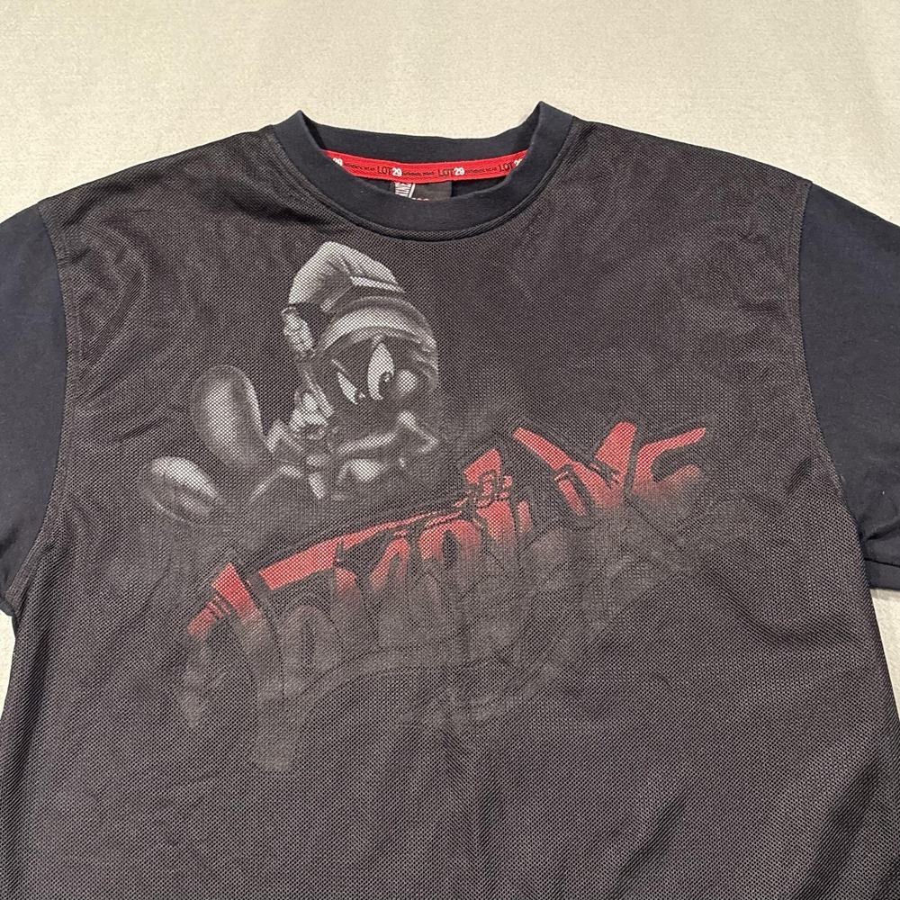 Marvin Martian Shirt Mens Large Black Short Sleeve Looney Tunes Graphic Lot 29